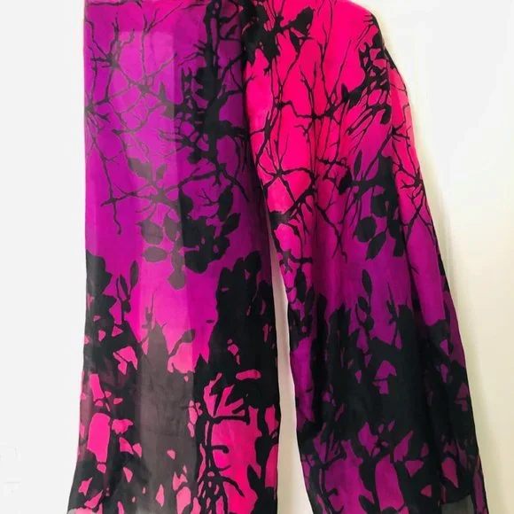 La Fiorentina Fantasy flowery pattern, Large Silk Scarf/ Shawl/ Wrap - Picture 2 of 8